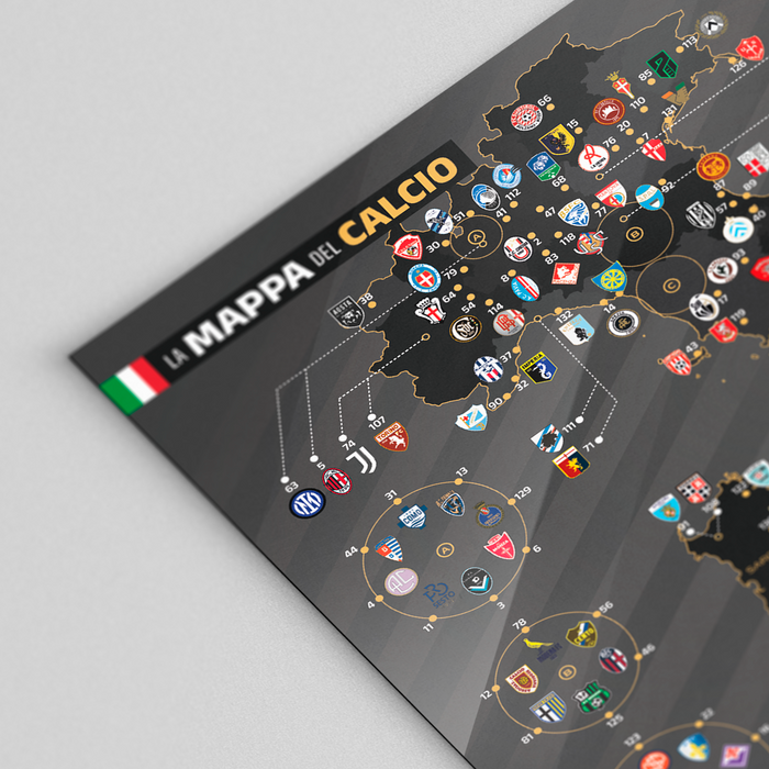 Mapa Del Futbol de Italia (40 x 30 cm)