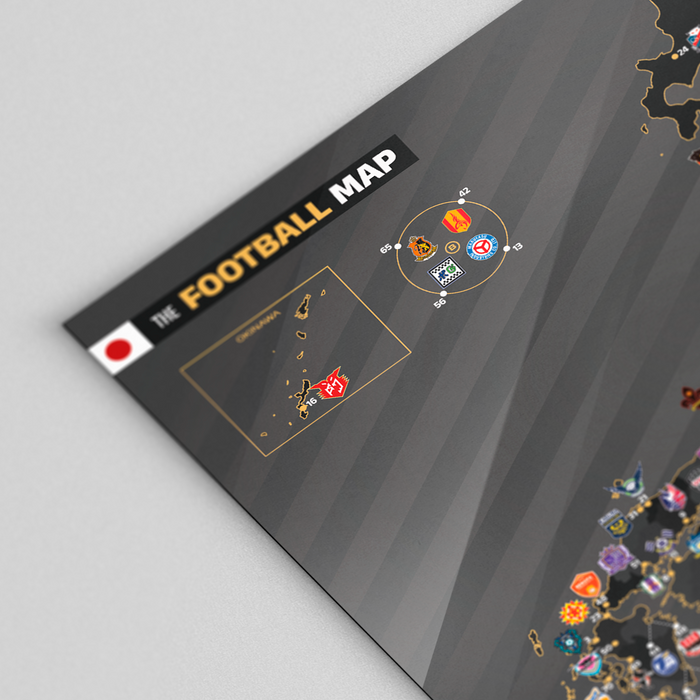 Mapa Del Futbol de Japón (40 x 30 cm)
